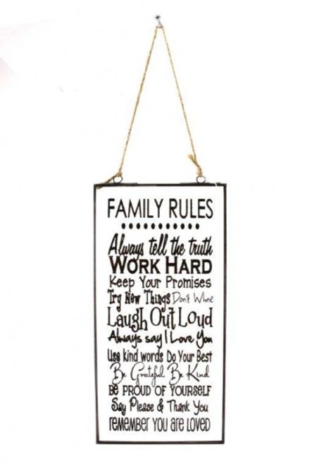 Hovedbilde Glass-skilt Family Rules ...