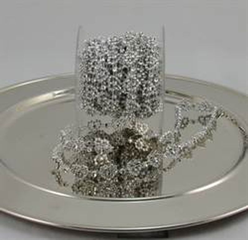 Bling-remse blomst sølv, metervare
