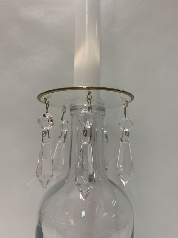 Lysmansjett med gullkant og 5 swarovski krystaller Ø8 cm