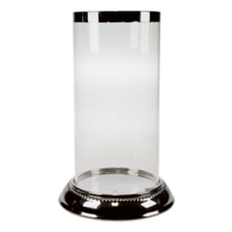 Lyslykt 21x33 cm sølv m glass
