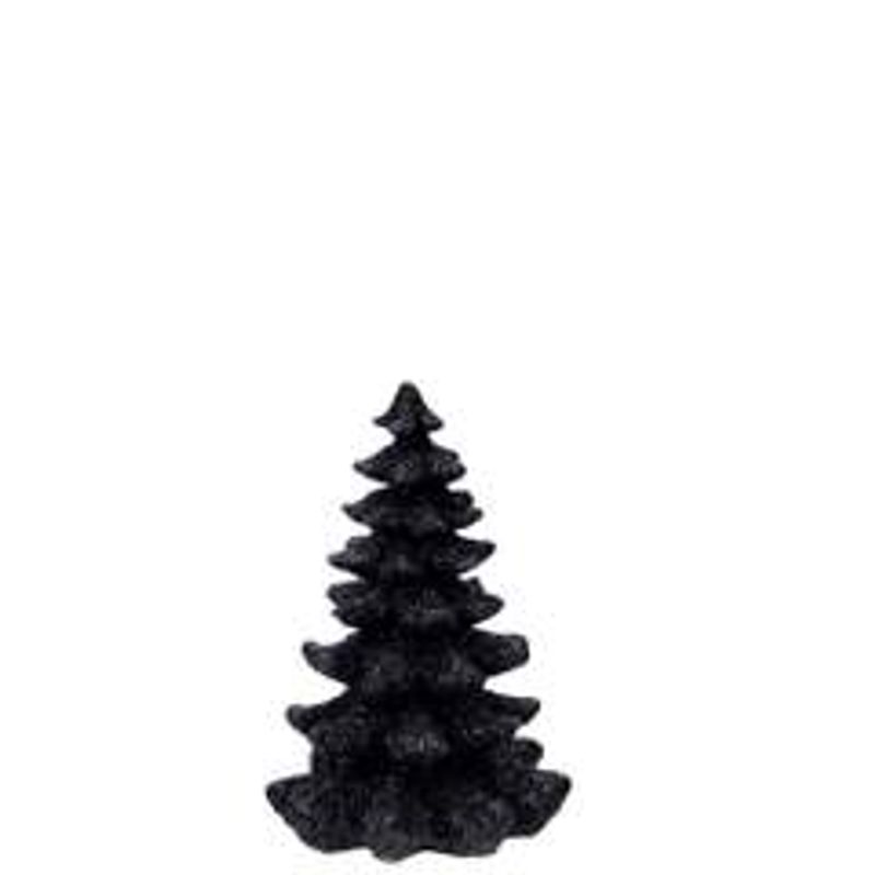 Juletre sort/glitter H 12 cm