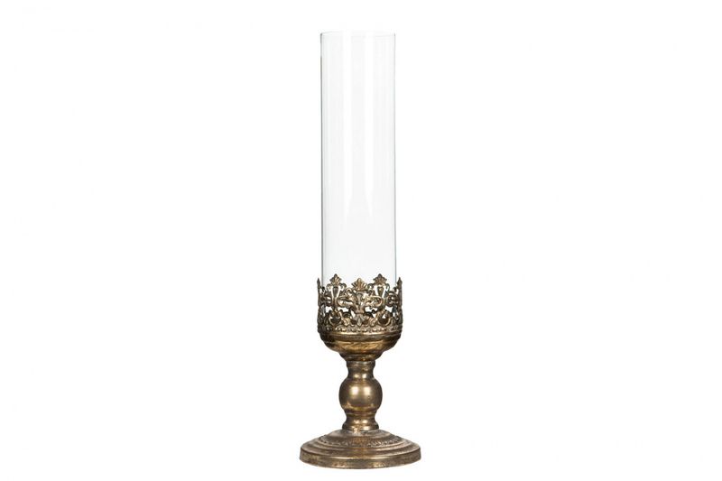 Lyslykt Ga brun/glass 12x43 cm