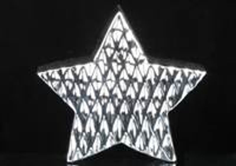 Stjerne m/rutemønster, stå, sølv, 18,5x17cm