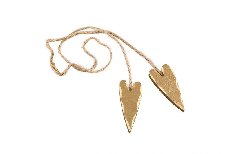Trehjerter heng Gull 2 stk 4,7 cm