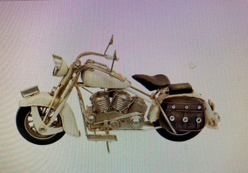 Motorsykkel Creme metall 11x28x14 cm