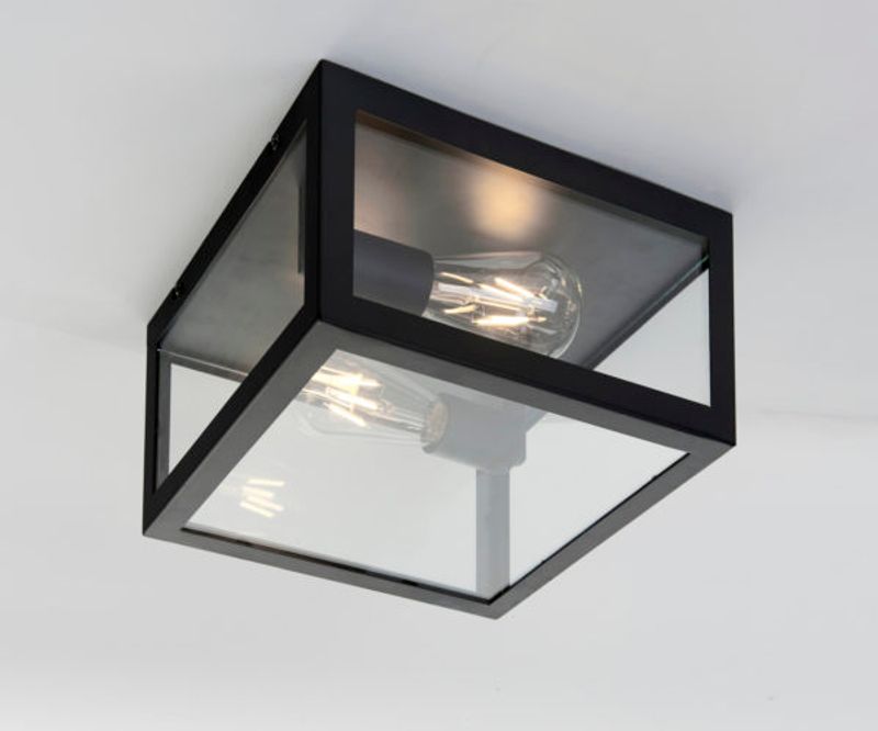 Plafond Dovre Sort/glass 28x28 cm