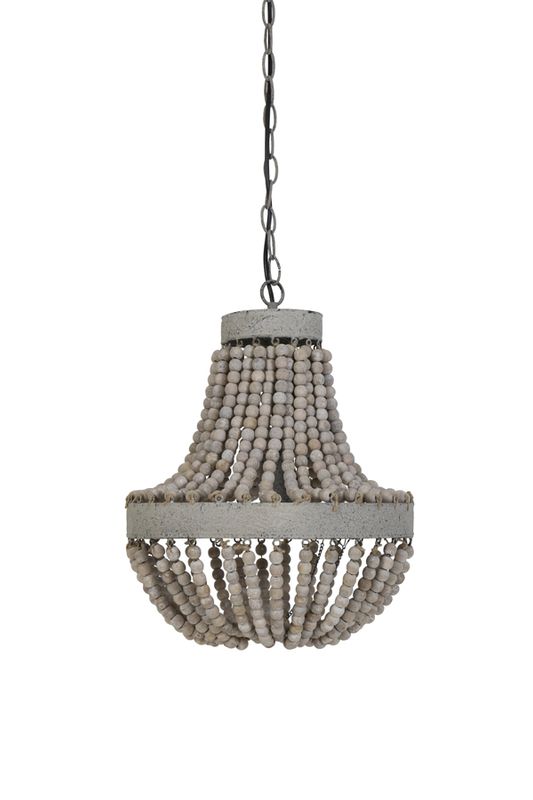 Taklampe Luna Old white beads 35,5x45 cm