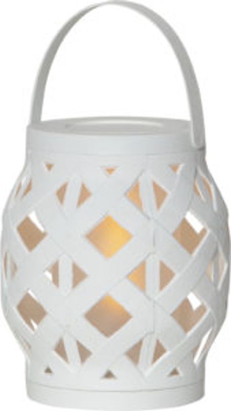 Lanterne Flame hvit m/solcelle