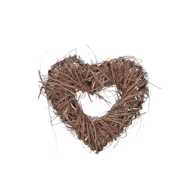 Hjertekrans rattan gullglitter D30 x H 8 cm
