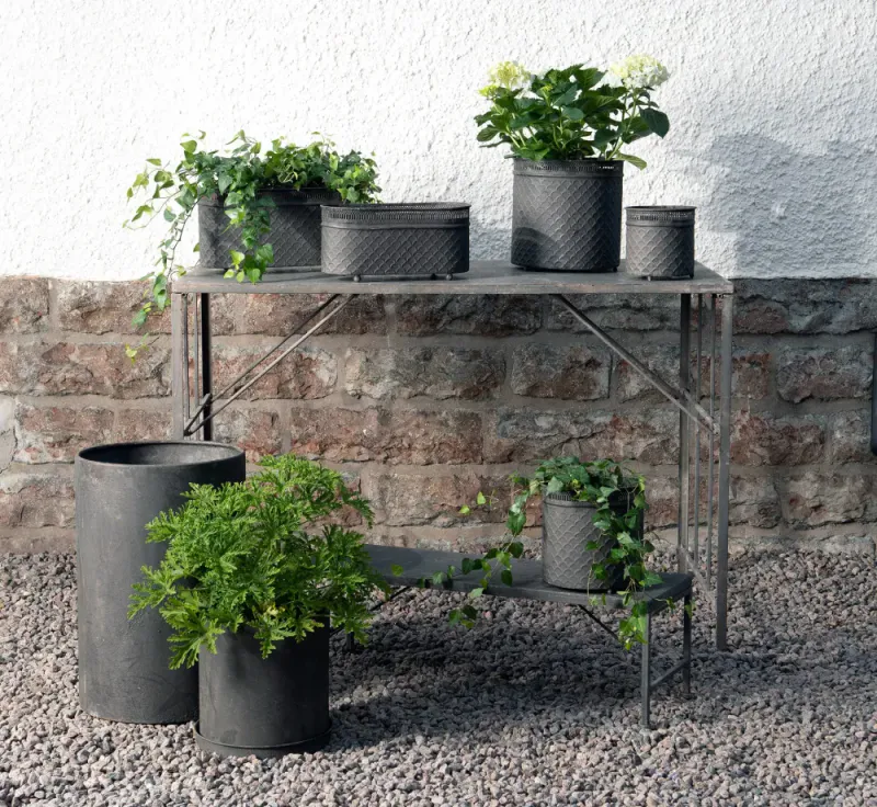 Blomsterpotte metall oval 17x39x19cm