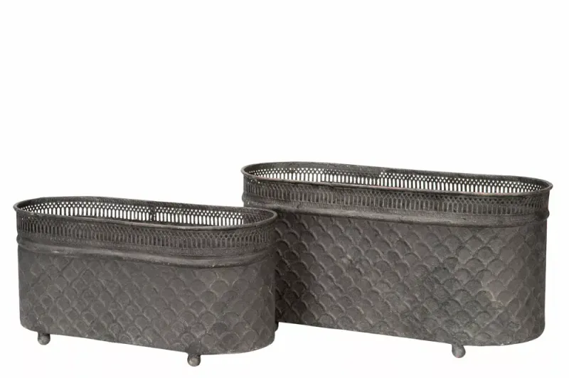Blomsterpotte metall oval 17x39x19cm