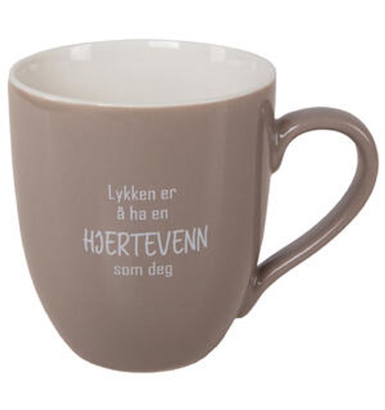 Krus Beige Lykken... Hjertevenn