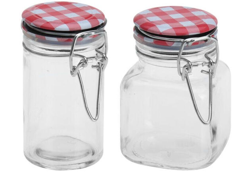 Krukke glass oppbevaring 90ml 4,5x8,5cm 7x5x8cm Firekantet