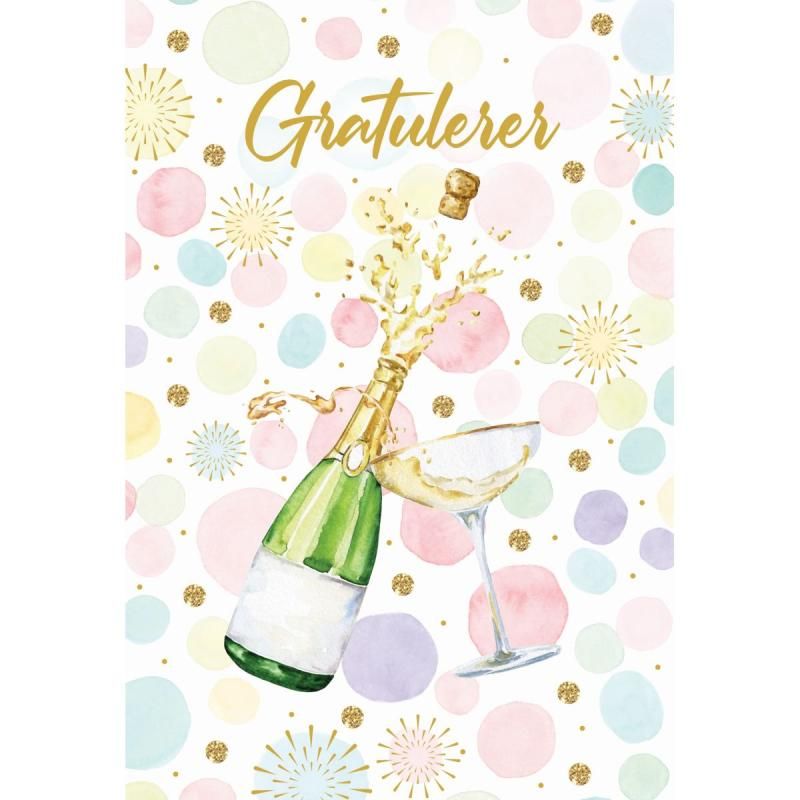 Kort Gratulerer champagne dobbel