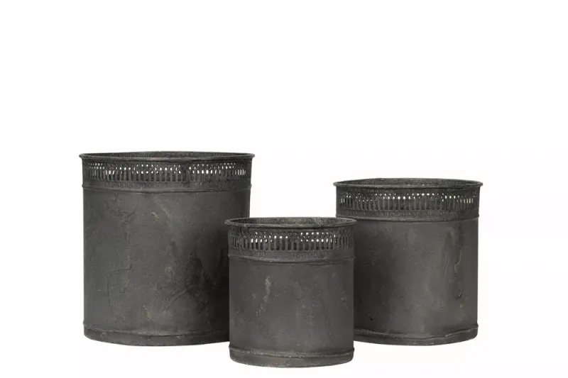 Blomsterpotte rund metall medium Ø16x16cm