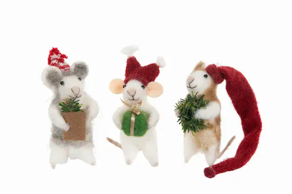 Julemus laget av ull 10 cm. Krans