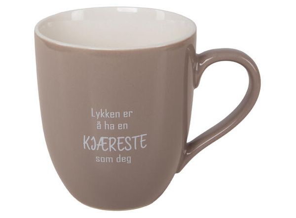 Krus lykken...Kjæreste beige m/hvit tekst