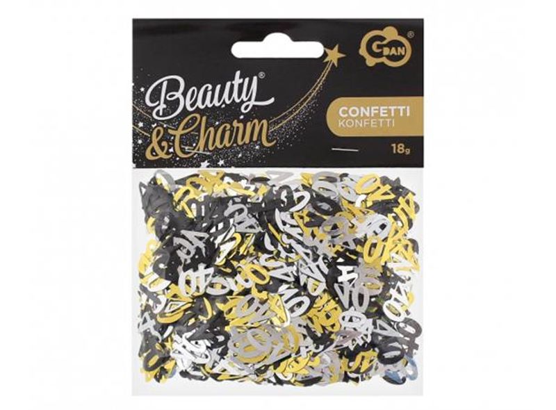 B&C Konfetti 40år sort/sølv/gull foil 18g