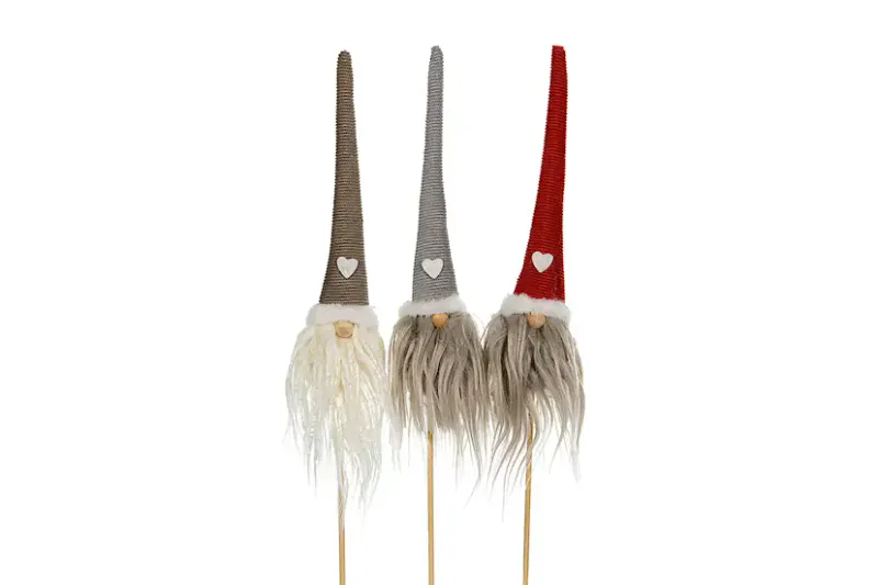Nisse Beige m/sjkegg på pinne H 22 cm